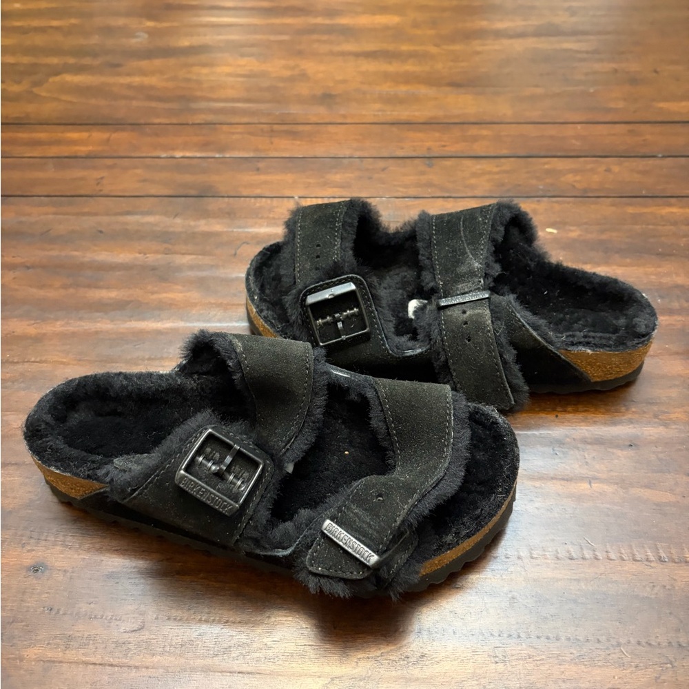 Birkenstock Black Furry Sandals Woman US 4 ACS